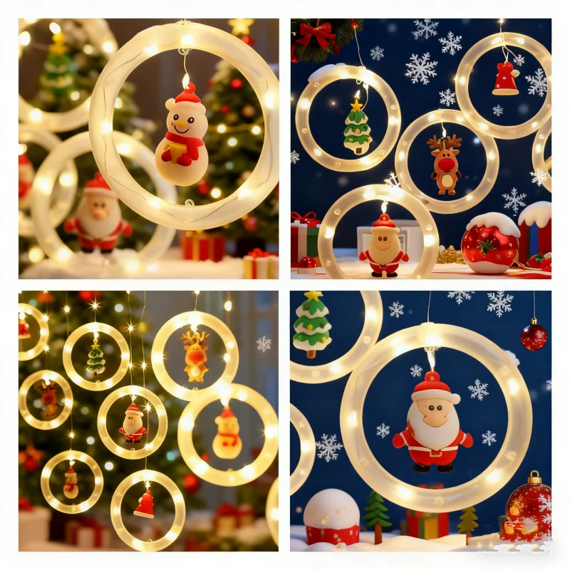 LED Santa Claus Curtain Light Christmas Decoration Home Interior Light String Night Light Christmas Gift New Year Decoration - view 5