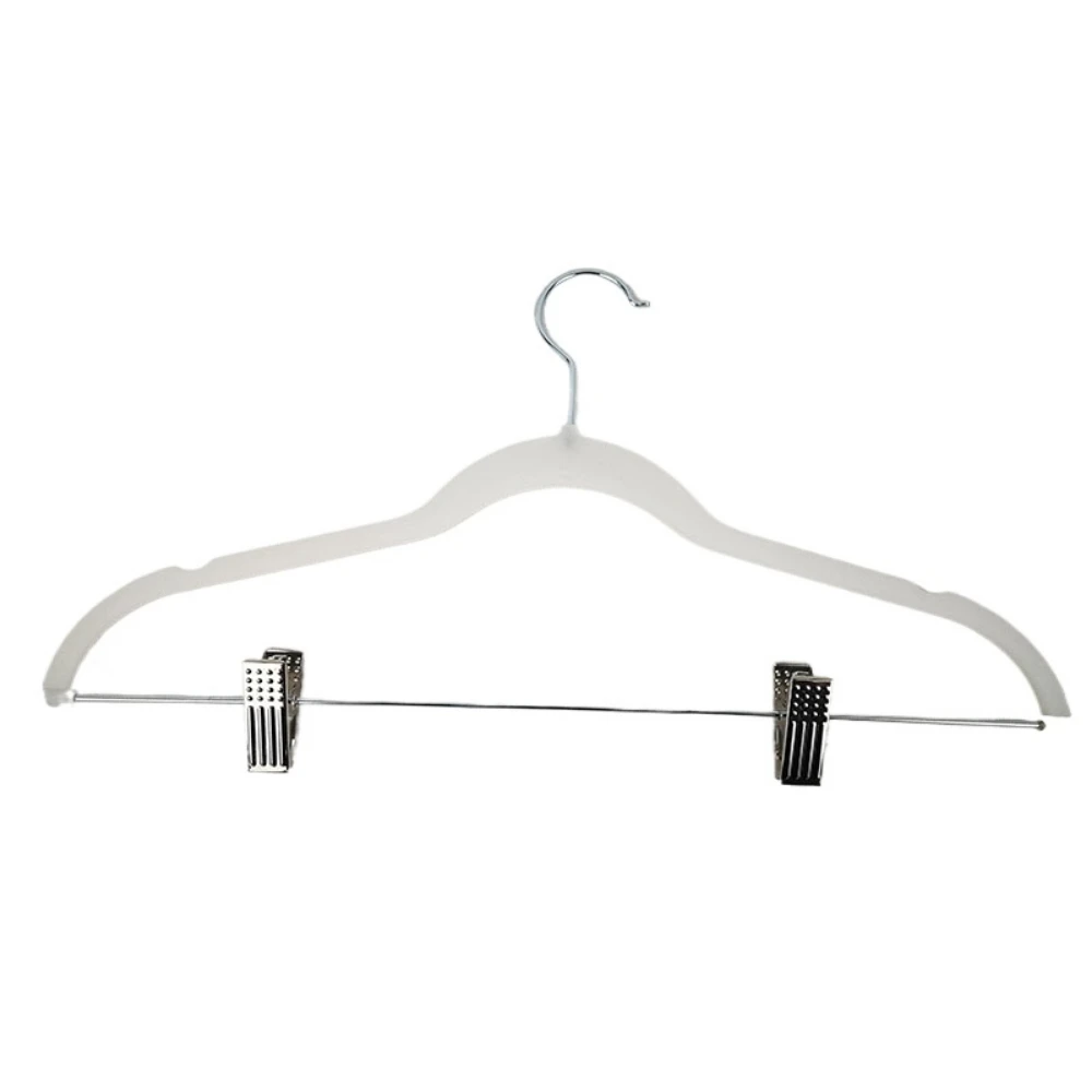 5pcs Non-Slip Clothes Hangers Wardrobe Organizer with Movable Clips Velvet Ultra Thin No Slip Rack Skirt Pants Hangers for Home