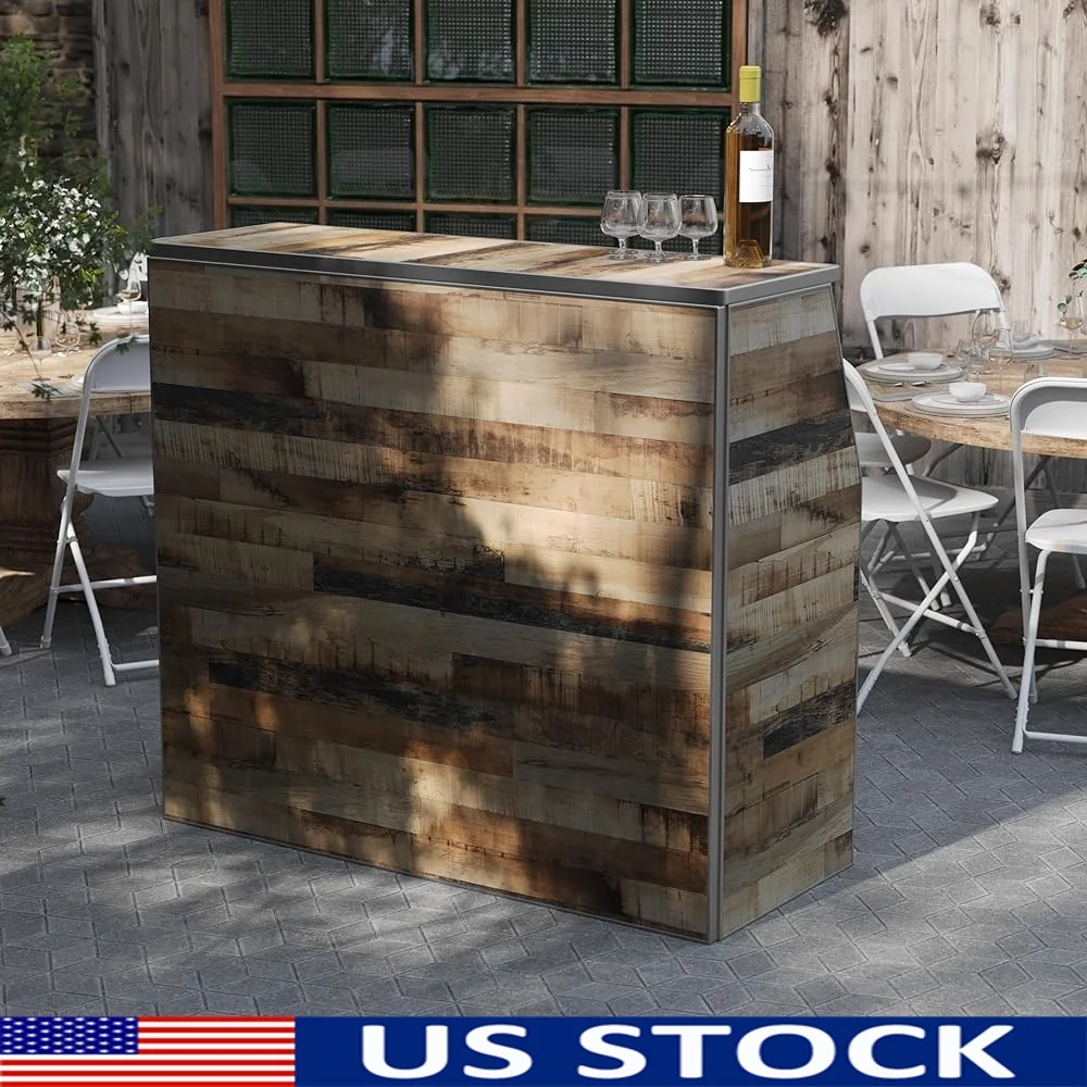 

Portable Foldable Bar Rustic Natural Laminate Heavy Duty Event Bar Aluminum Plywood In Home Outdoor Mobile Catering Bar Station