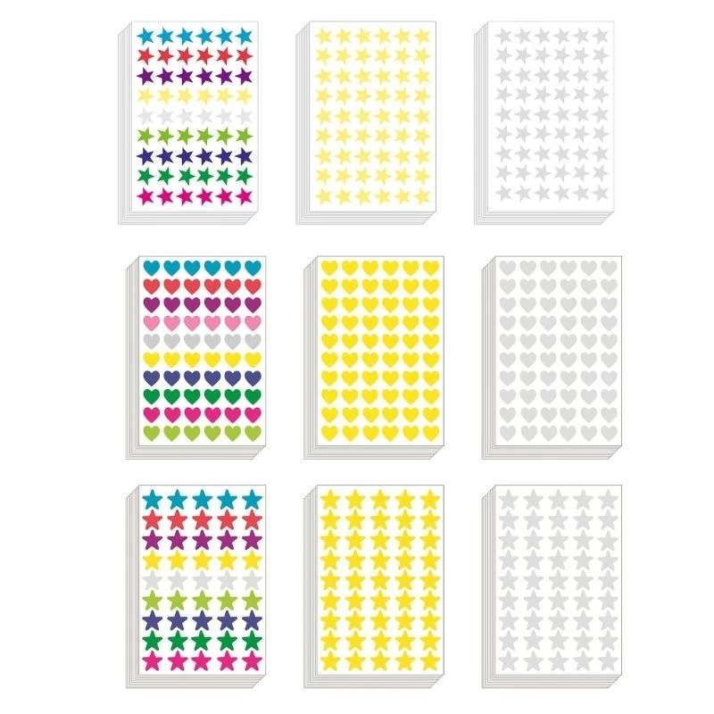 L38E 10Pcs Parent and Teacher Choice Star and Hearts Reward Stickers