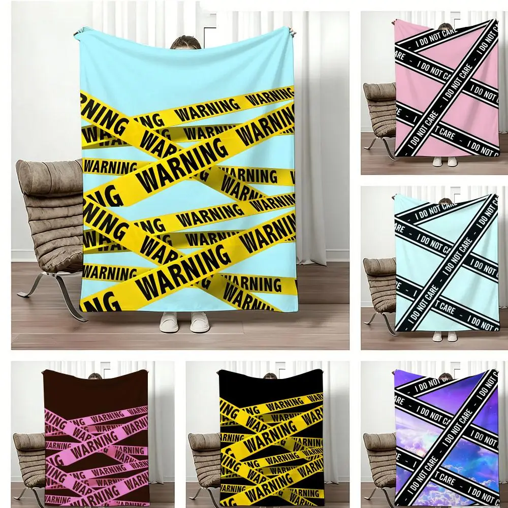 Art Pattern W-Warning Tape Pattern Throw Lightweight 240g Flannel Blanket Soft Skin-friendly for Summer Cooling