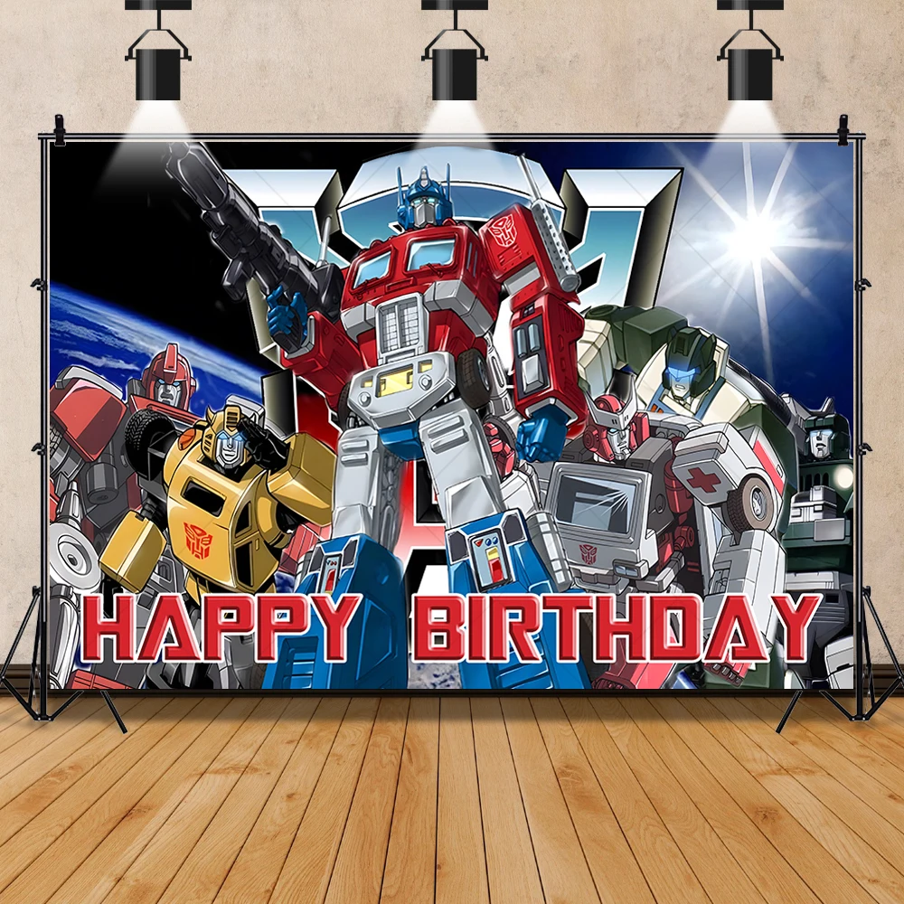 Transformers Theme Photography Backdrop Custom Kids Boy Happy Birthday Party Bumblebee Banner Background Room Decoration Poster