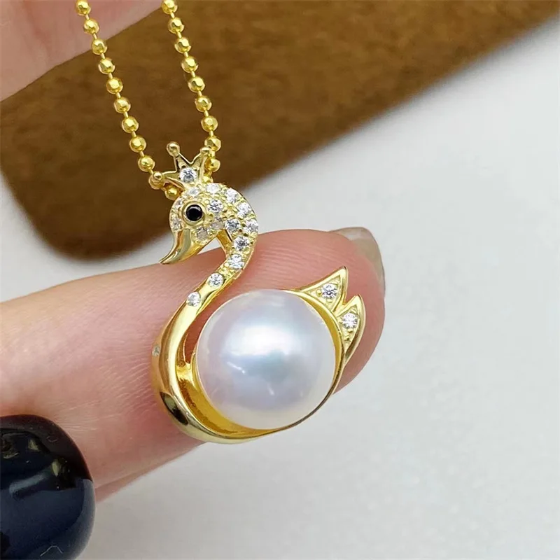 

Fashion 18K Gold Color Swan Pearl Necklace for Women Bride Fine Jewelry Chain Anniversary Birthday Wedding Gifts