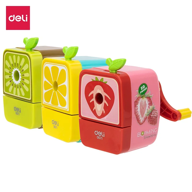 

Deli 1pc Rotary Pencil Sharpener Random Color Kawaii Office School Supply E0671