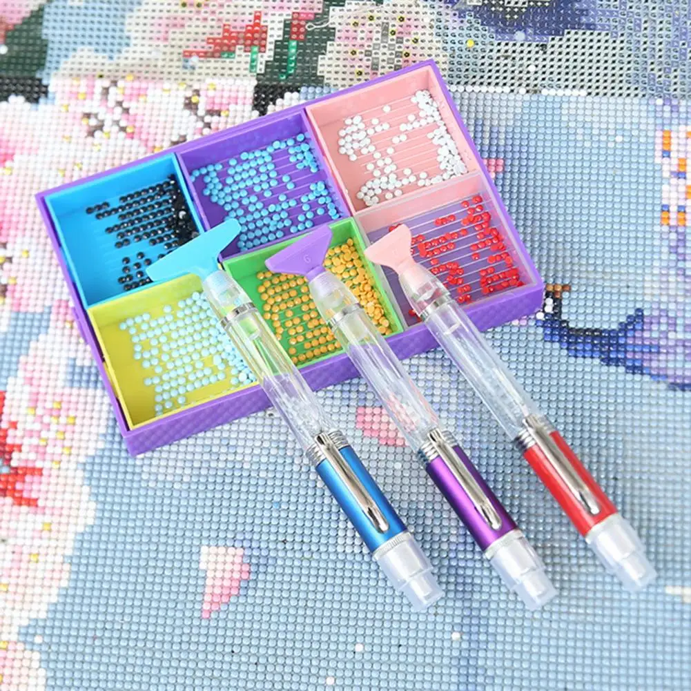 1 Set Drill Pen LED Light Rhinestone Painting Pen Set DIY Rhineston Dotting Pen with Replacement Tips Jewelry Making Drill Pens