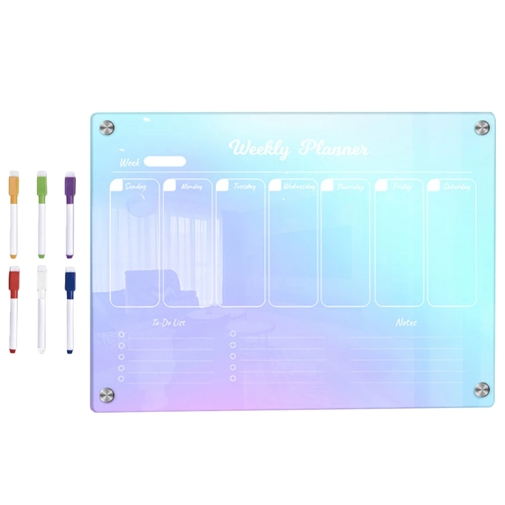 

1 set Magnetic Planner Board for Fridge Reusable Dry Erase Pen DIY Transparent Schedule Writing Kitchen Garden Decor