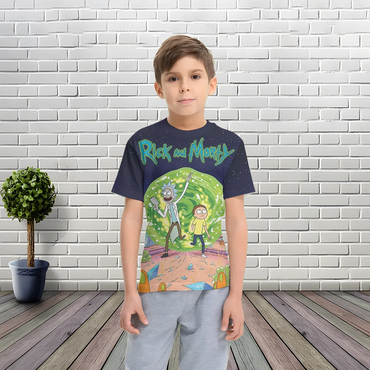 3D Print Baby Clothing 5 to 14 Years Male Outdoor Clothes for Funny Sci-fi M-mortYS R-rickS Children Boy Girl Child T-Shirt Top