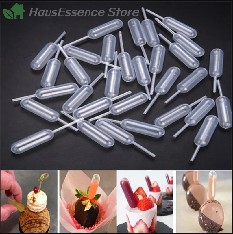 

※50pieces/Set 4milliliter Transparent Ice Cream Jelly Milkshake Droppers Straw Dropper Disposable Straw High Quality Pr
