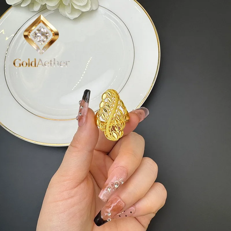 

GoldNouveau 24K Gold AU999 Wheat Ear Open Hollow Ring Women-Premium pure gold,3D clear wheat pattern, easy-to-wear open design f