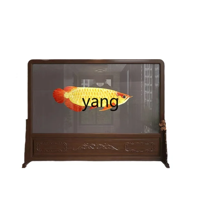 LTT New Chinese Double-sided Suzhou Embroidery Solid Wood Partition Tea Room Cabinet Decoration Ornament Office Glass