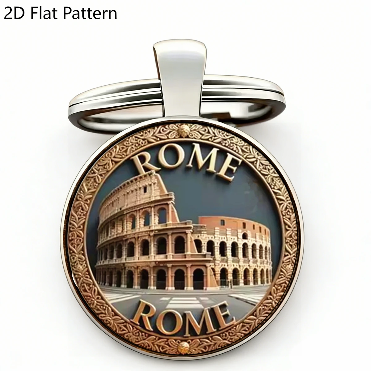 1PC Llavero del Coliseo de Roma, Italia - Llavero de recuerdo con cúpula de cristal del Coliseo Romano, colgante ornamental de la ciudad italiana, regalo para viajeros