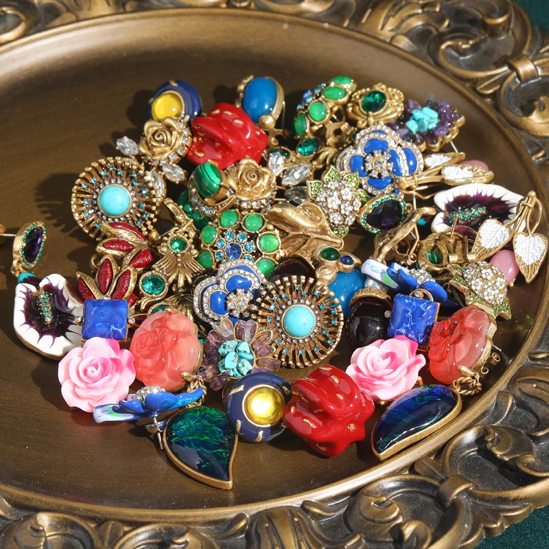 Vintage Green Emerald Toad Earrings Stud Woman Gold Color Luxury Quality Jewelry Designer Summer Daily Party Trends 2025