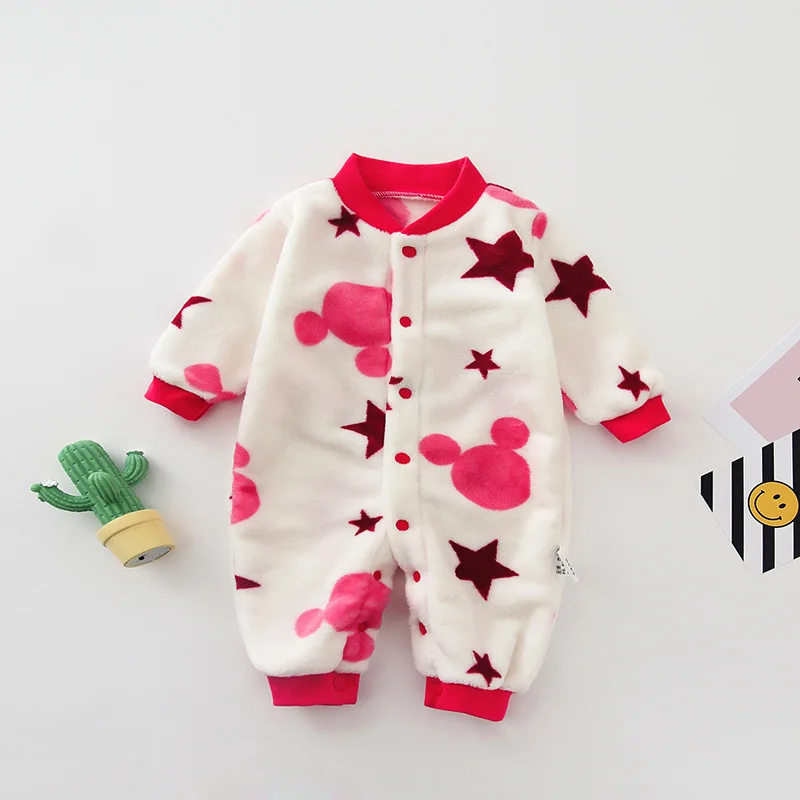 Baby Boys Girls Romper Flannel Long Sleeve  Cartoon keep warm Jumpsuit Infant Clothing winter Newborn Baby Clothes