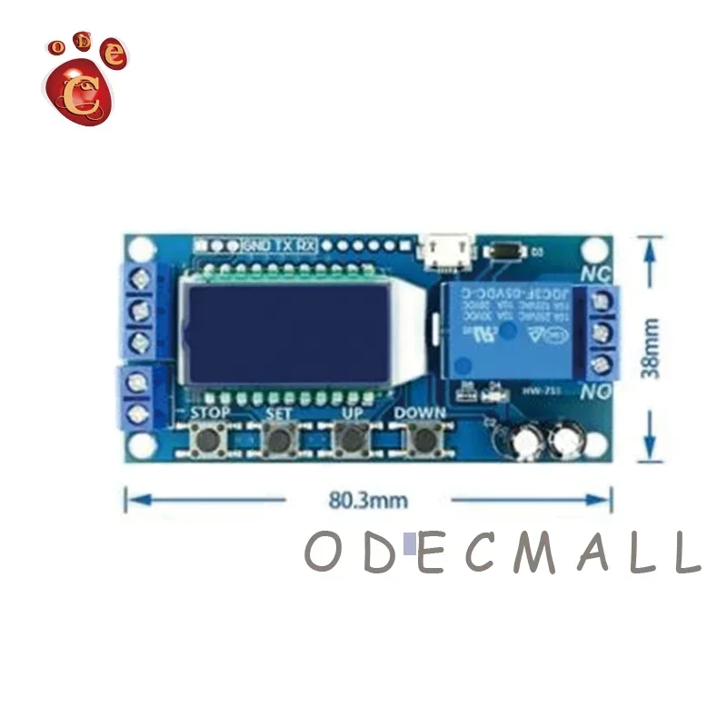 1 Channel 5V Relay 6-30V Relay Module OFF/ON Switch Trigger Time Delay Circuit Timer Cycle 999 minutes Adjustable XY-J02