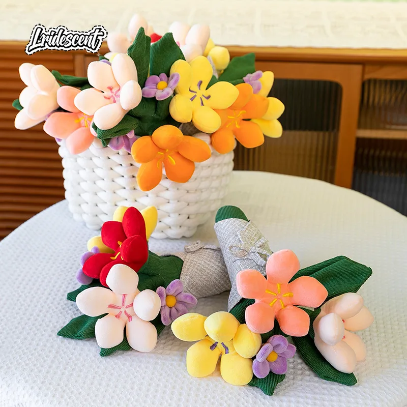 باقة دمى الزهور المحمولة باليد من القطيفة: هدية رائعة للفتيات في عيد الميلاد أو عيد الحب. لعبة ودعامة ديكو للاقتراح