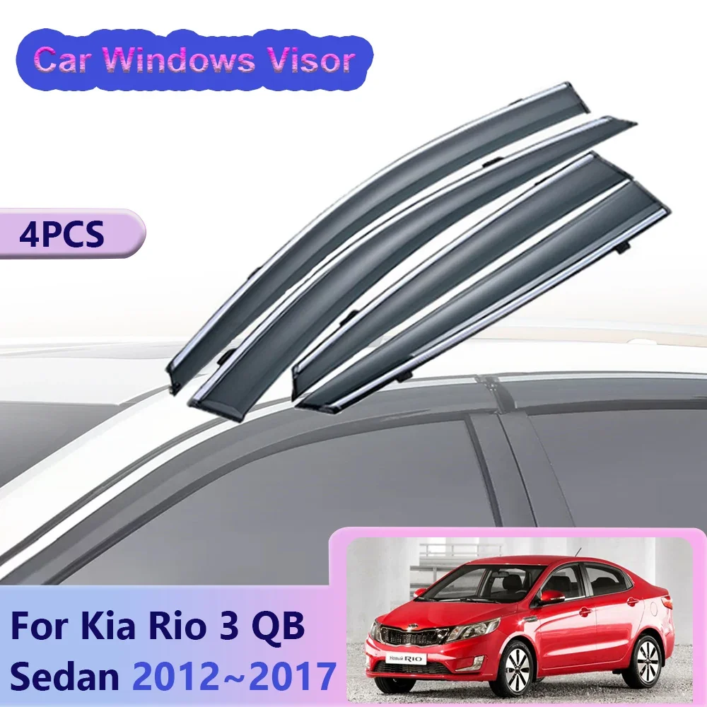 Visor da janela para Kia Rio 3 QB Sedan 2012 ~ 2017 2013 2014 2015 2016 Car Sun Rain Guard Deflector Ventoinha Cobre Fumaça Toldo Abrigo Exterior Acessórios