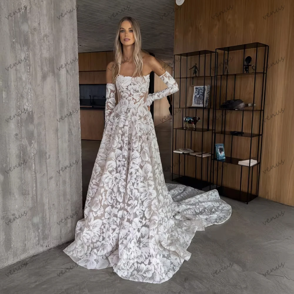 Vintage Wedding Dresses Graceful Bridal Gowns Lace Tiered Robe Sleeveless Backless свадебное платье Vestidos De Novia Customized