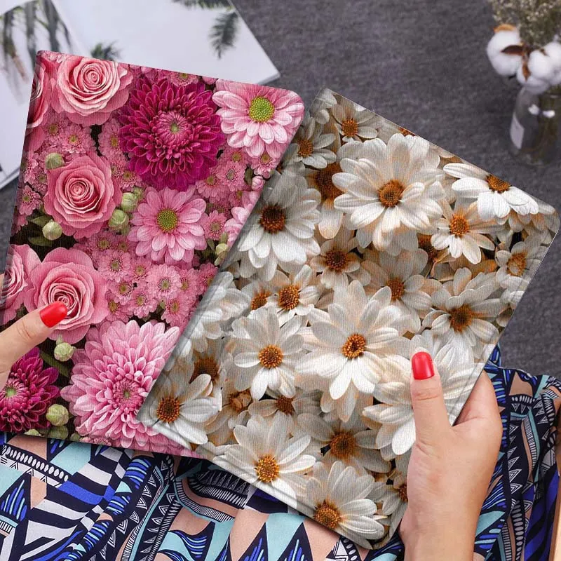 

White Daisy Flower Pattern Tablet Case For Huawei Honor MatePad MediaPad Air 5 6 7 11 V6 V7 V8 V9 X9 X8 T10 T10s C5e T5 Gift