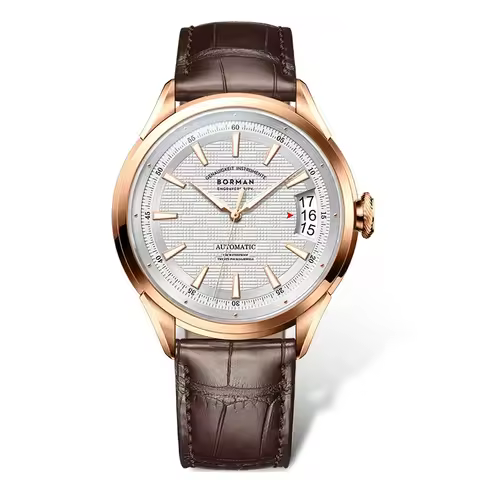 BORMAN Men Automatic Watch Luxury 42.5mm Mechanical Wristwatch 50M Waterproof Sapphire Mirror Grid Dial Luminous Date Windows