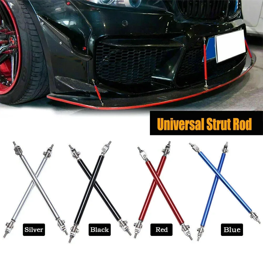 2pcs Aluminum 75/100/150/200mm Universal Car Front Rear Bumper Lip Splitter Rod Support Bars Adjustable  Brace Tie Pull Bar Kit