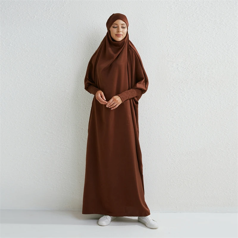 عباية نسائية إسلامية مقاس كبير فستان رداء نحيف يتميز بتصميم مقنع وأكمام سموكينج قطعة واحدة صلاة دبي السعودية تركية