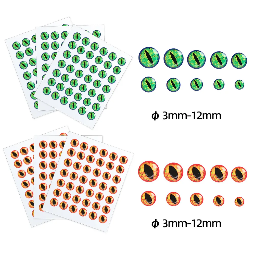 2024 2 مللي متر-12 مللي متر عيون طعم السمك 5D محاكاة 5D الثلاثية الأبعاد العين الالتصاق الرقص الحرف الصيد الطعم عيون