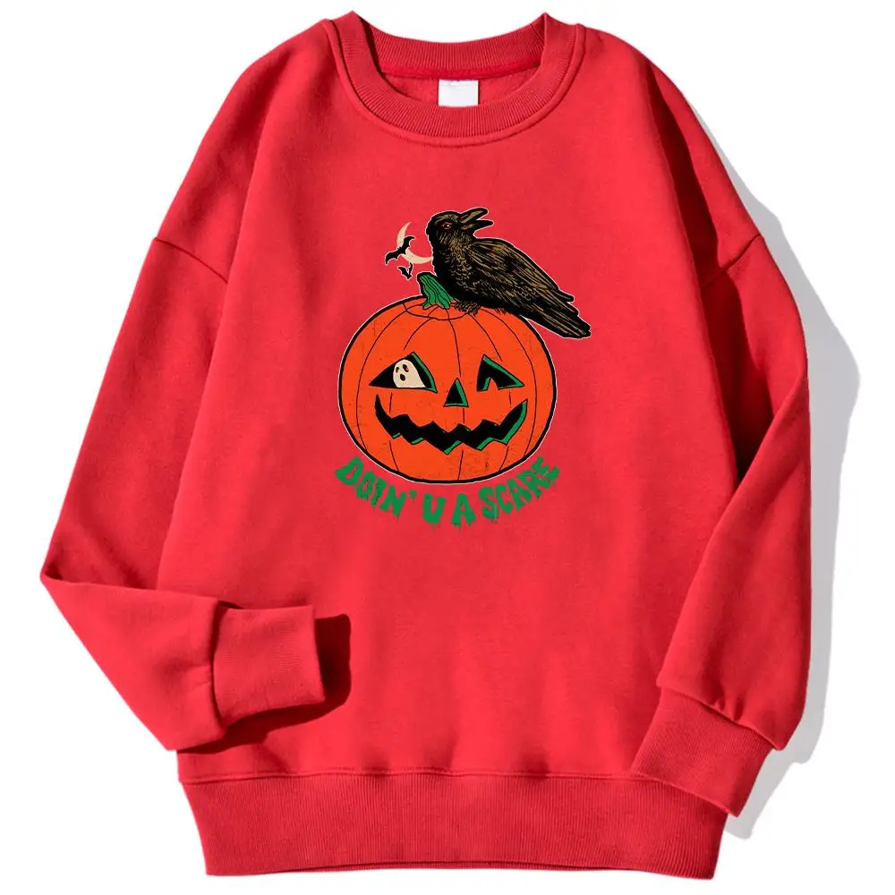 Doin\' Y A Scare Long Halloween Scarecrow Printing Men\'S Sweatshirts Kawaii Casual Hoody Crewneck Pullover Loose Warm Streetwear