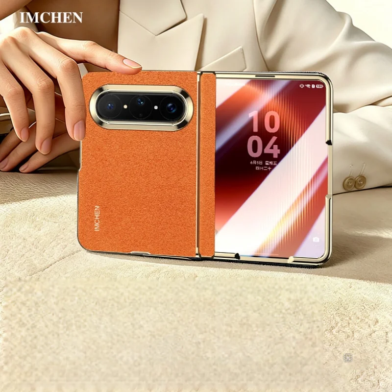 High quality Genuine Leather Italian Suede Case For Huawei Pura X Max All-around Shell and Film Integrated Hinge Protection