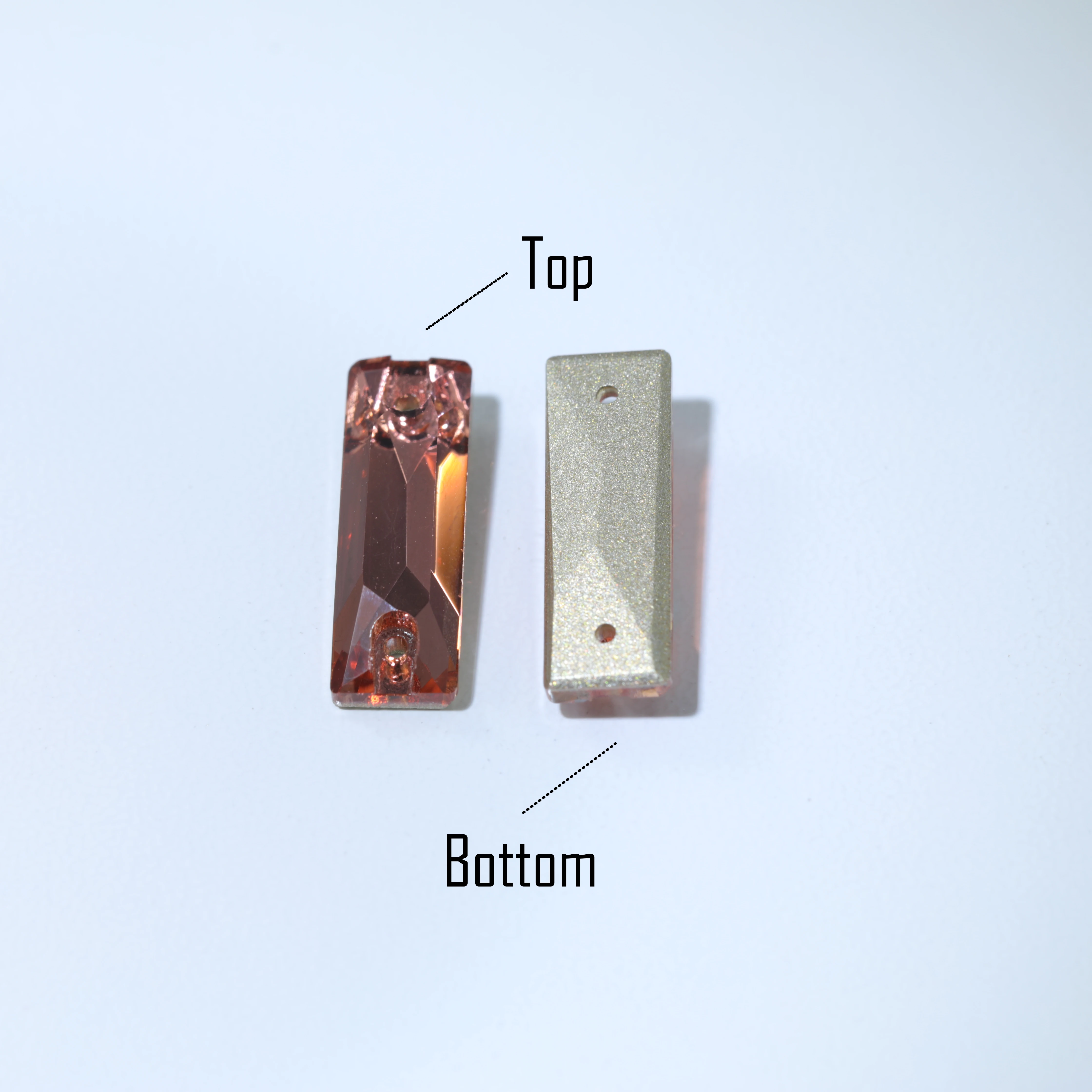Glitzernder, farbig beschichteter langer Glas-Kristall-Baguette-Applikationsstein zum Aufnähen als Haaraccessoire, Dekoration, DIY-Bastelverzierung – Detail 7