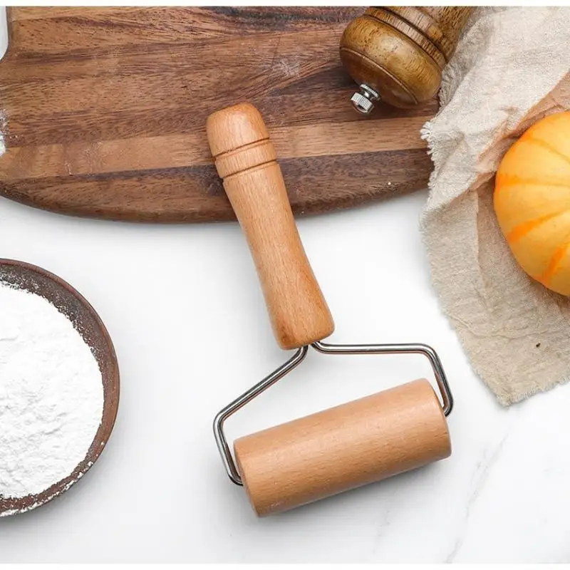 Wooden Rolling Pin Dough Roller for Pizza and Pastry Non Slip Baking Tool Kitchen Bread Making Accessories