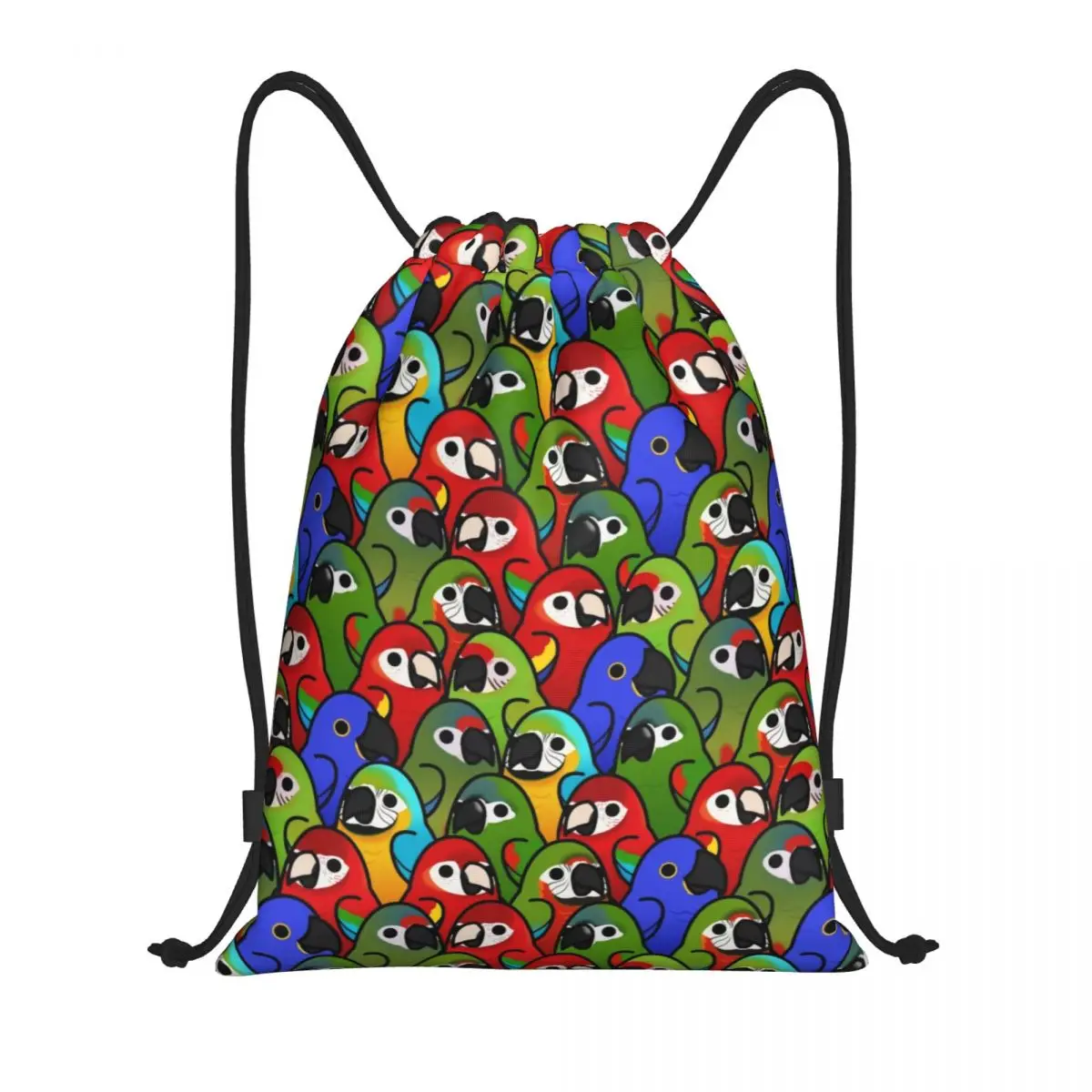 Macaw Squad Drawstring Backpack Women Men Sport Gym Sackpack Portable Parrot Birds Shopping Bag Sack