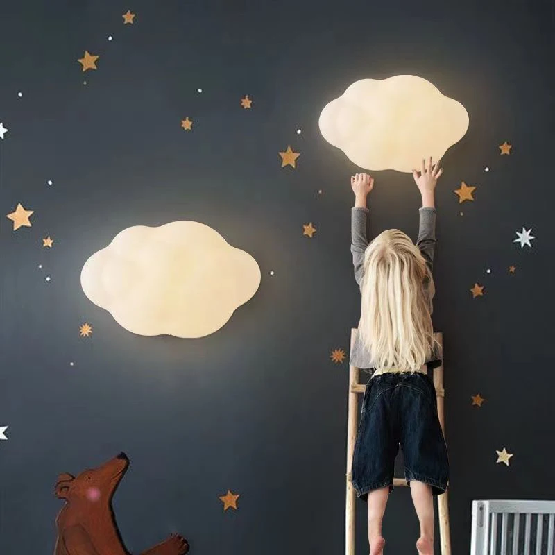 PE Children\'s Wall Lights Cloud Lamps for Boys Girls Bedroom Bedside Decor Nursery Baby Room Warm Eye Protection Wall Lamp LED