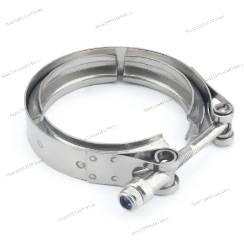 For Car Modification Stainless Steel 304 Flange Clamp V-shaped Pipe Clamp 2PCS for Automobile Exhaust Pipe