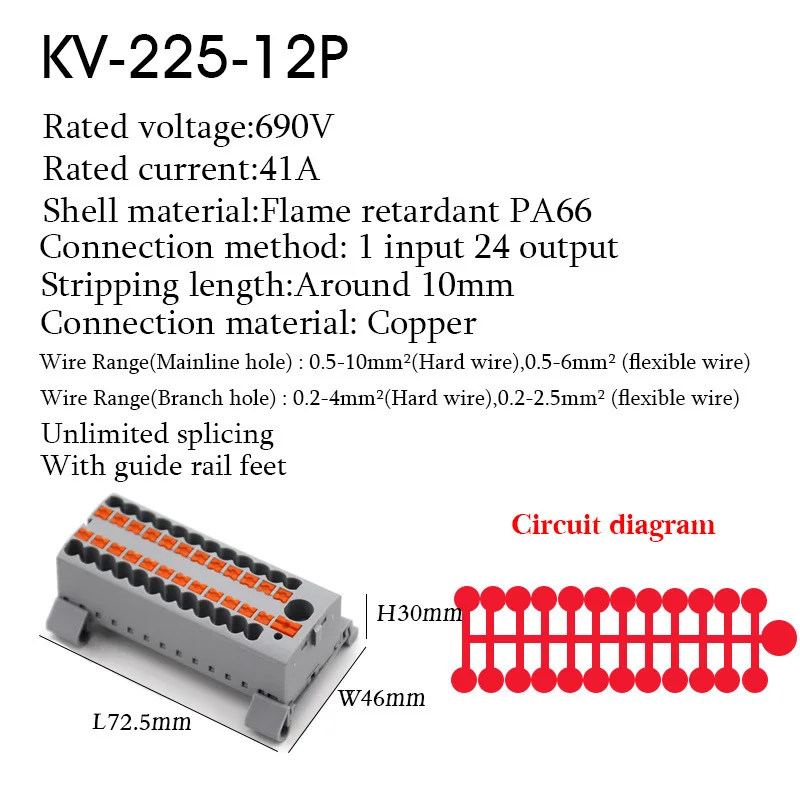 1 Stück eins in mehreren aus Klemmen block Anschluss dose Serie Kabel elektrische Steck verbinder Plug-in spleißbare Splitter Führungs schiene – Detail 20
