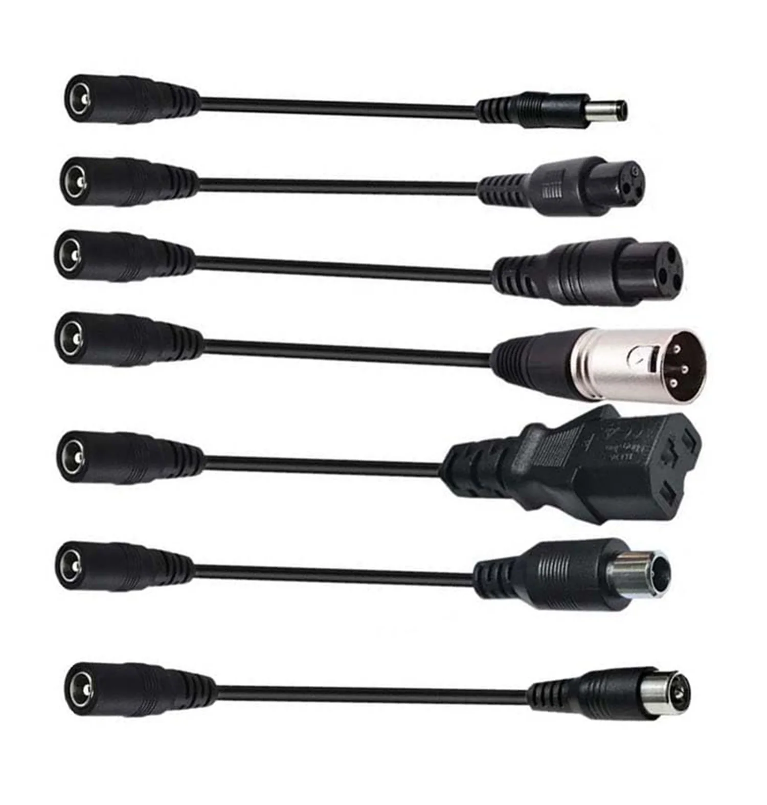 

7-in-1 DC Kit Set Electric Balance Bike Charger Adapter Cable 5.5mm x 2.1mm Female to 5.5mm x 2.5mm/8.0mm x 1.6mm/XLR Male/M12