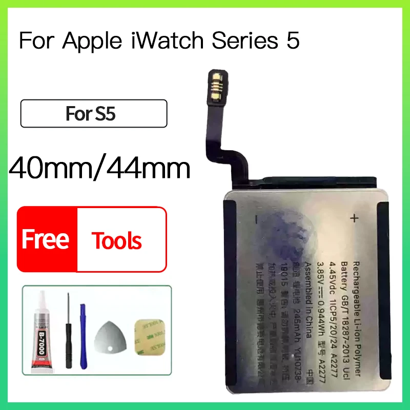 

100% NEW Replacement Battery for Apple Watch Series 5 S5 40mm 44mm A2181 A2277 Battery 100% Health 0 Cycle Watch Repair Parts