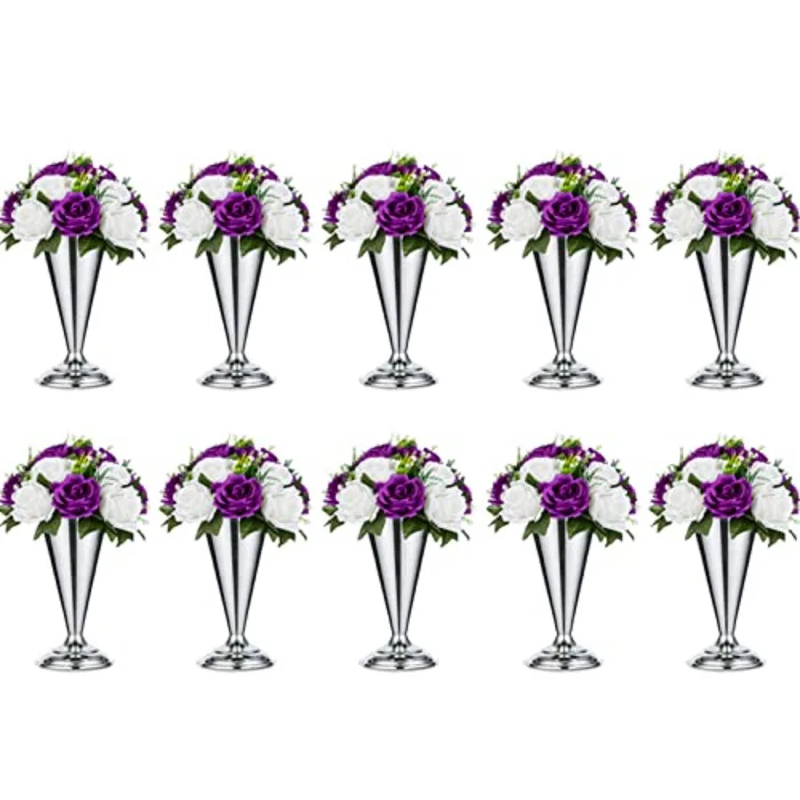 

Набор из 10 металлических настольных ваз-труб для свадебных цветов, декоративные центральные элементы для стола, для искусственных цветочных композиций на годовщину