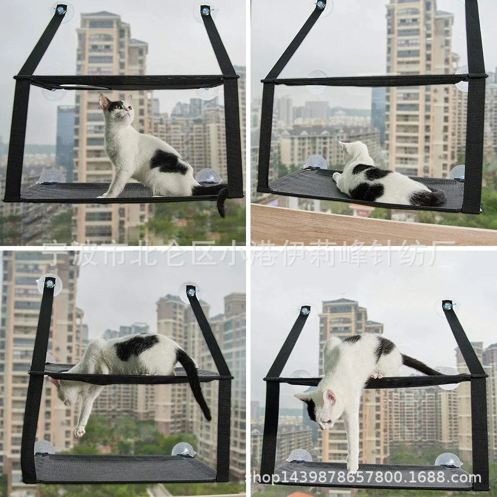 Removable Washable Cat Window Hammock Iron Frame Suction Cup Mount Single Or Double Layer Hanging Bed Indoor Sunbathing Compact