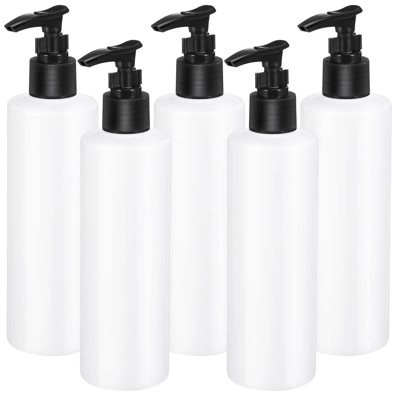 5 Pcs Shampoo Bottle Pump Dispenser Travel Bottles for Toiletries Airless Lotion Refillable Empty Plastic Portable
