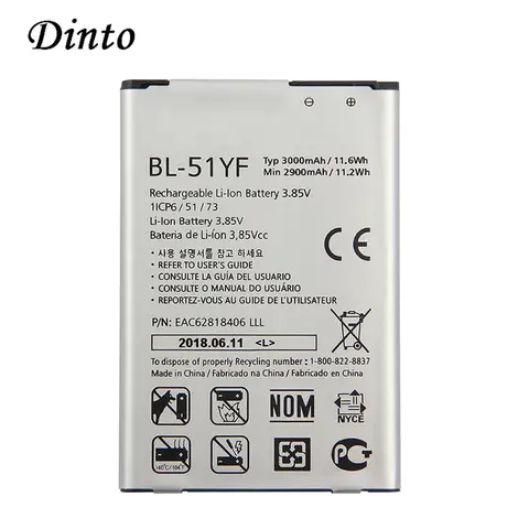Dinto High Quality BL-51YF BL51YF BL 51YF Replacement 3000mAh Mobile Phone Battery for LG G4 H810 H815 H818 F500 US991 VS986