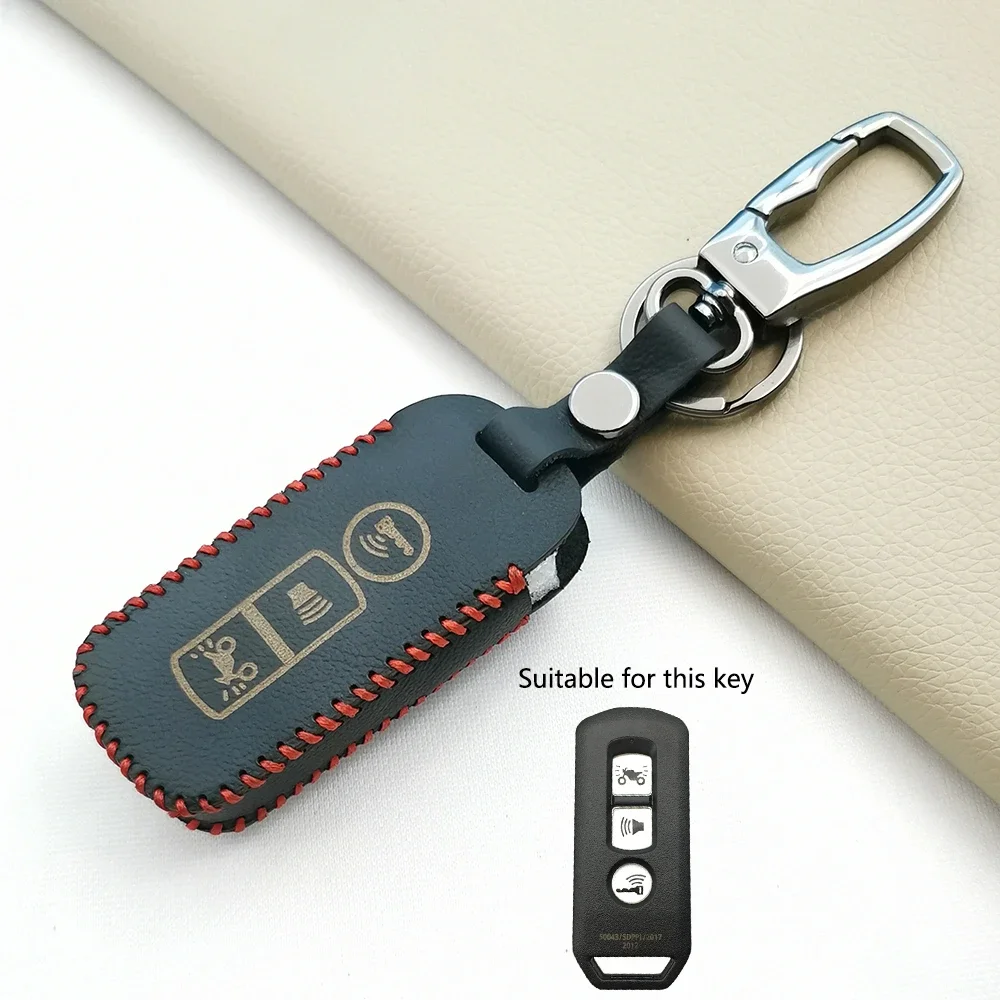 Key Case For Honda PCX SH 125 150 2016 - 2020 Super Cub 125 Leather Motorcycle Scooter Remote Key Keyring Fob Cover 3 Button