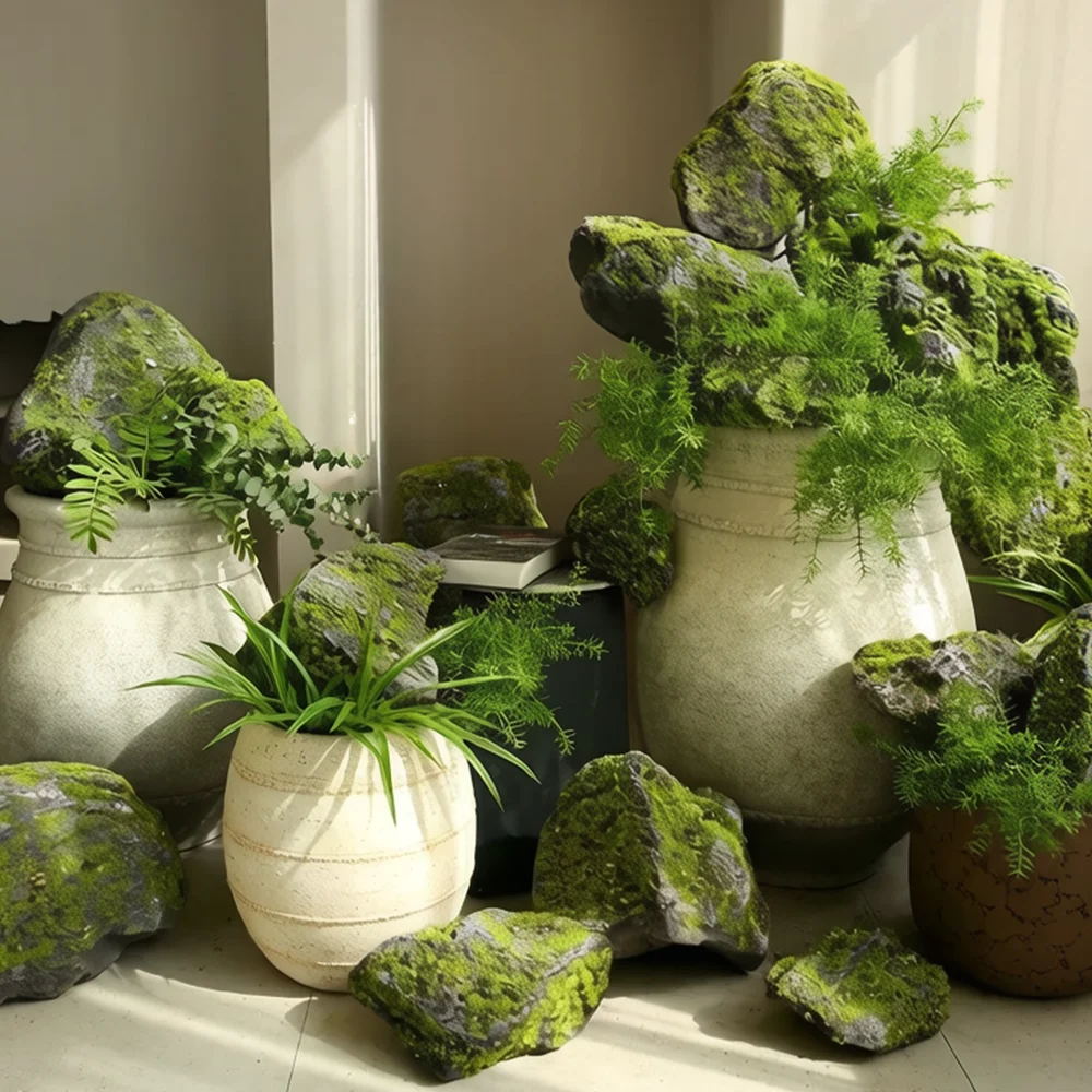 1 Piece Simulated Moss Stone Fake Rock for Indoor And Outdoor Garden Decoration Artificial Landscape Decor