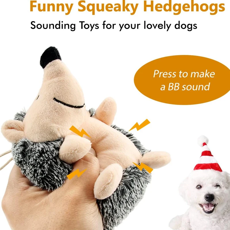 Dog Squeaky Toys Hedgehog Stuffed Plush Dog Chew Toys Durable Interactive Dog Toys for Small Medium and Large Dogs