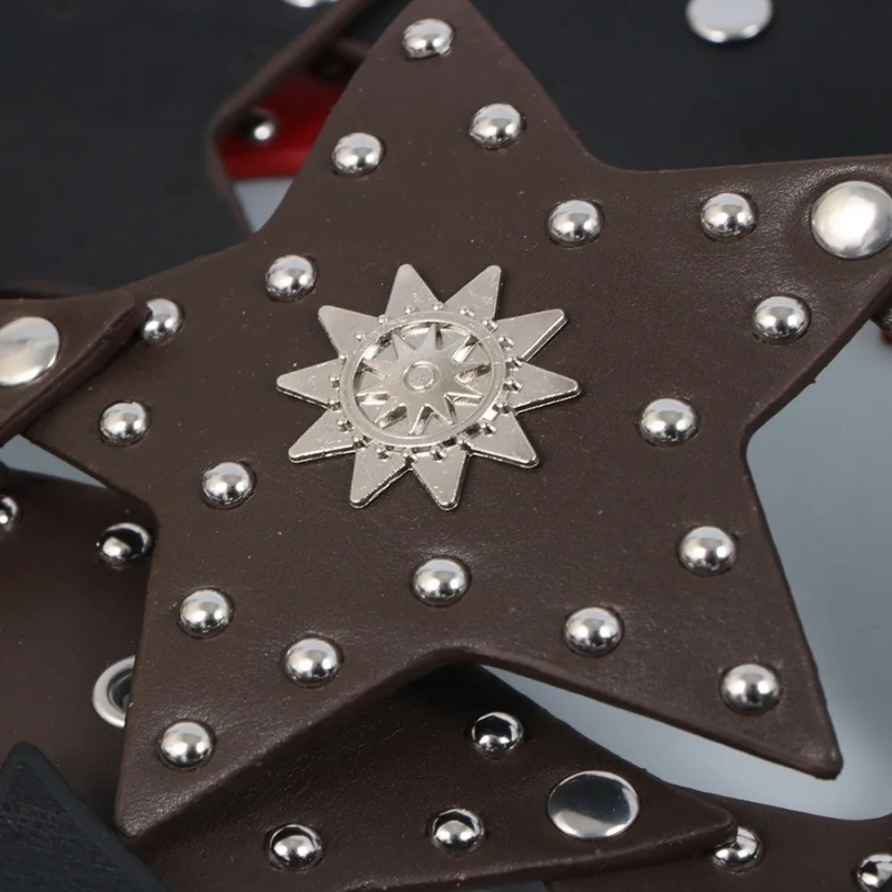 Y2K ريترو ستار حزام مرقع نجمة خماسية واسعة حزام فاسق بو الجلود القوطية حزام للنساء #2