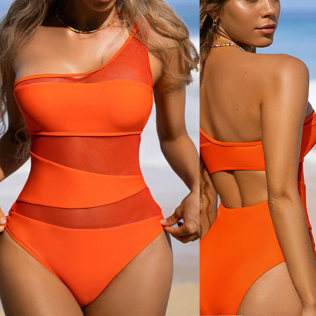 

Mesh Solid Swimsuits Push Up XL Plus Size Padded Women Slim Bathing Suit Swimwear For Women Pool Monokini Bathing Suits