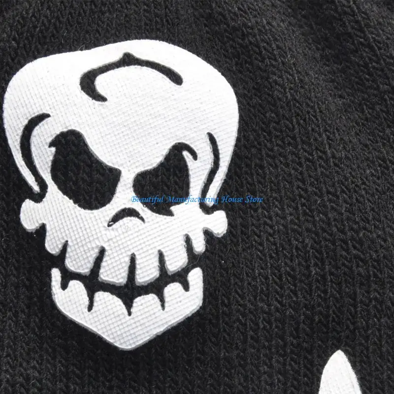 E56A Unisex Luminous Knitted Wrist Gloves Skull Gloves Non Slip Hand Warmer Glitter Gloves Wrist Gloves for Performance