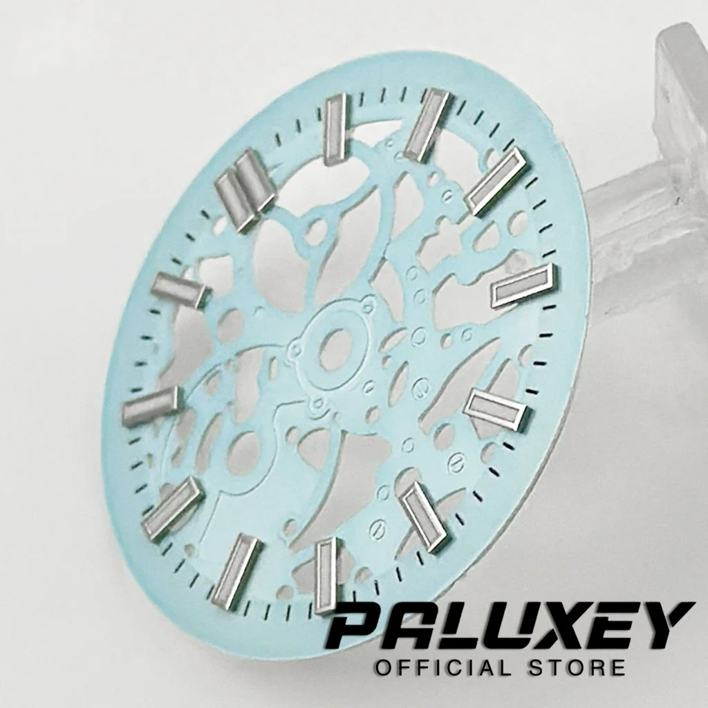 NH70 29.5mm Hollow skeleton dial Black blue green white dial green luminous suitable for NH70 NH72 movement