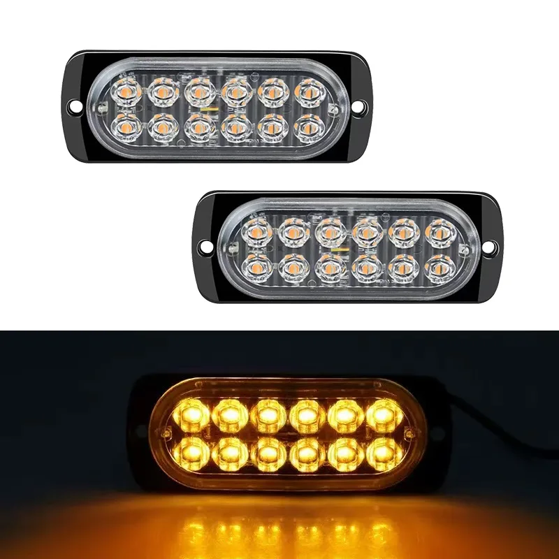 

1pcs 12 Led Strobe Side Warning Light 12V 24V Strobe Flashing Lightbar Car Truck Beacon Lamp Amber Yellow White Traffic Light