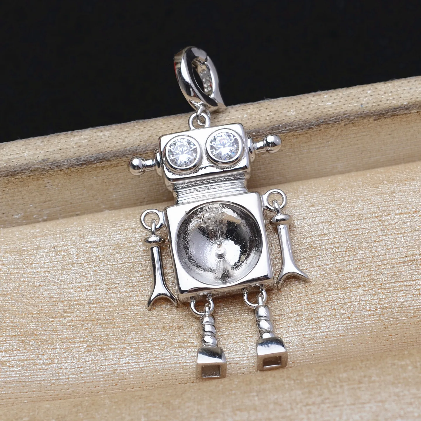 Wholesale Robot 925 Sterling Silver Pendant Mounts Base Findings Settings Mountings Jewelry Fittings for 11-12mm Pearls 3pcs/lot
