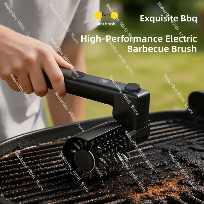 Electric BBQ Grill Brush 360 Degree No Dead Angle Heavy Oil Cleaning Tool For Barbecue Grate Scraper Wire Bristles Cleaner